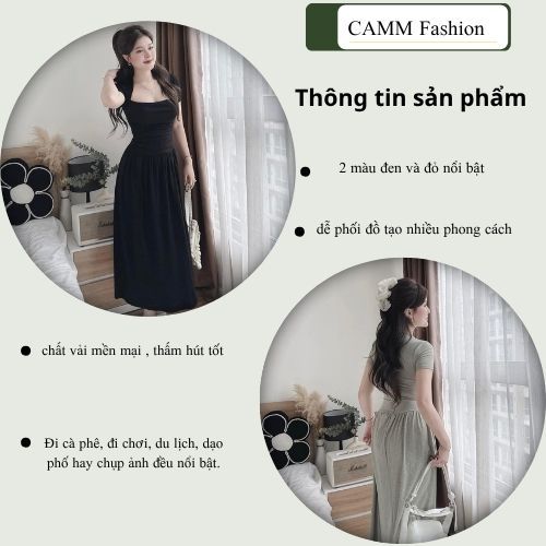 Váy nữ Donna HCOM25277,đầm nữ duôi cá cổ vuông siêu sang quyến rũ đi chơi dự tiệc
