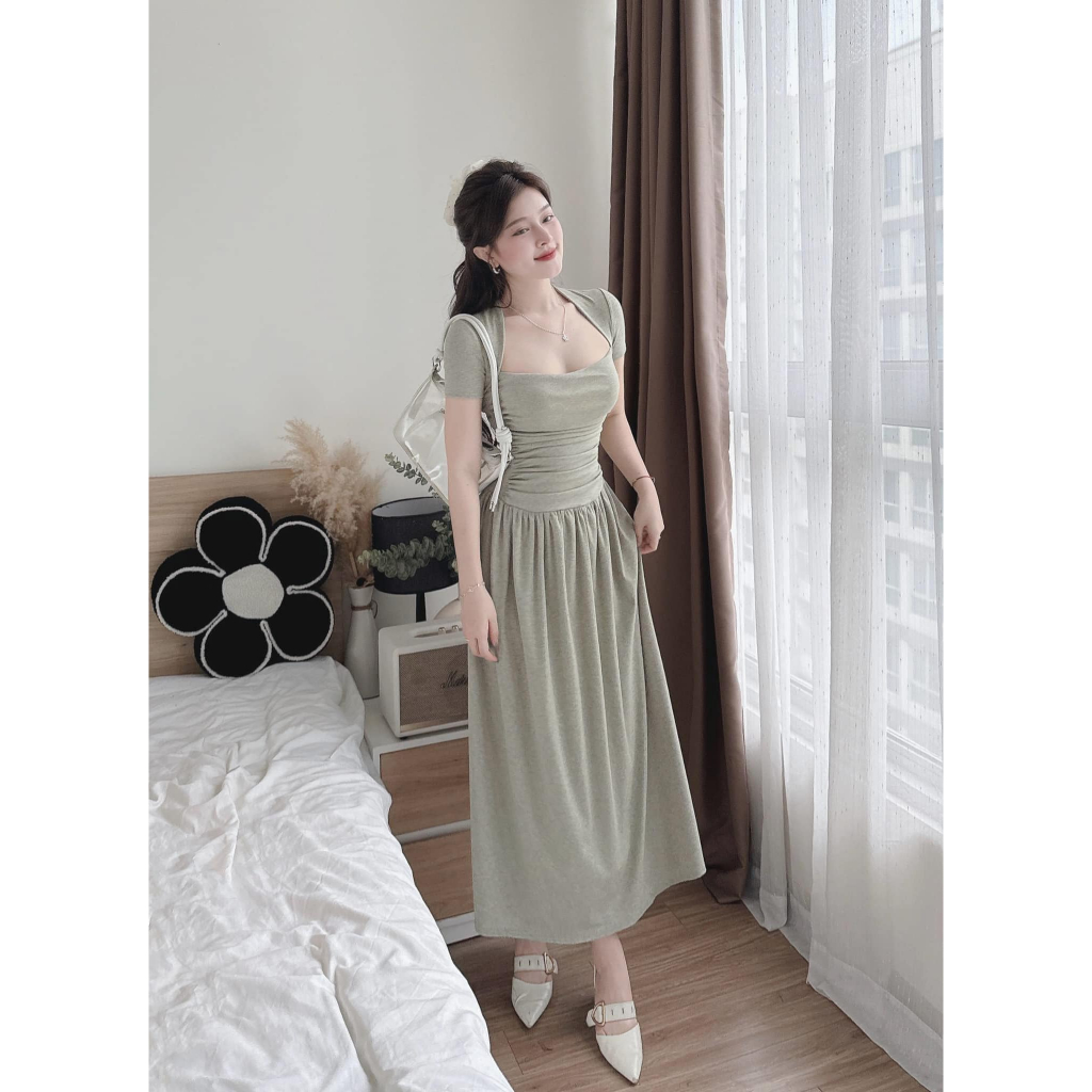 Váy nữ Donna HCOM25277,đầm nữ duôi cá cổ vuông siêu sang quyến rũ đi chơi dự tiệc