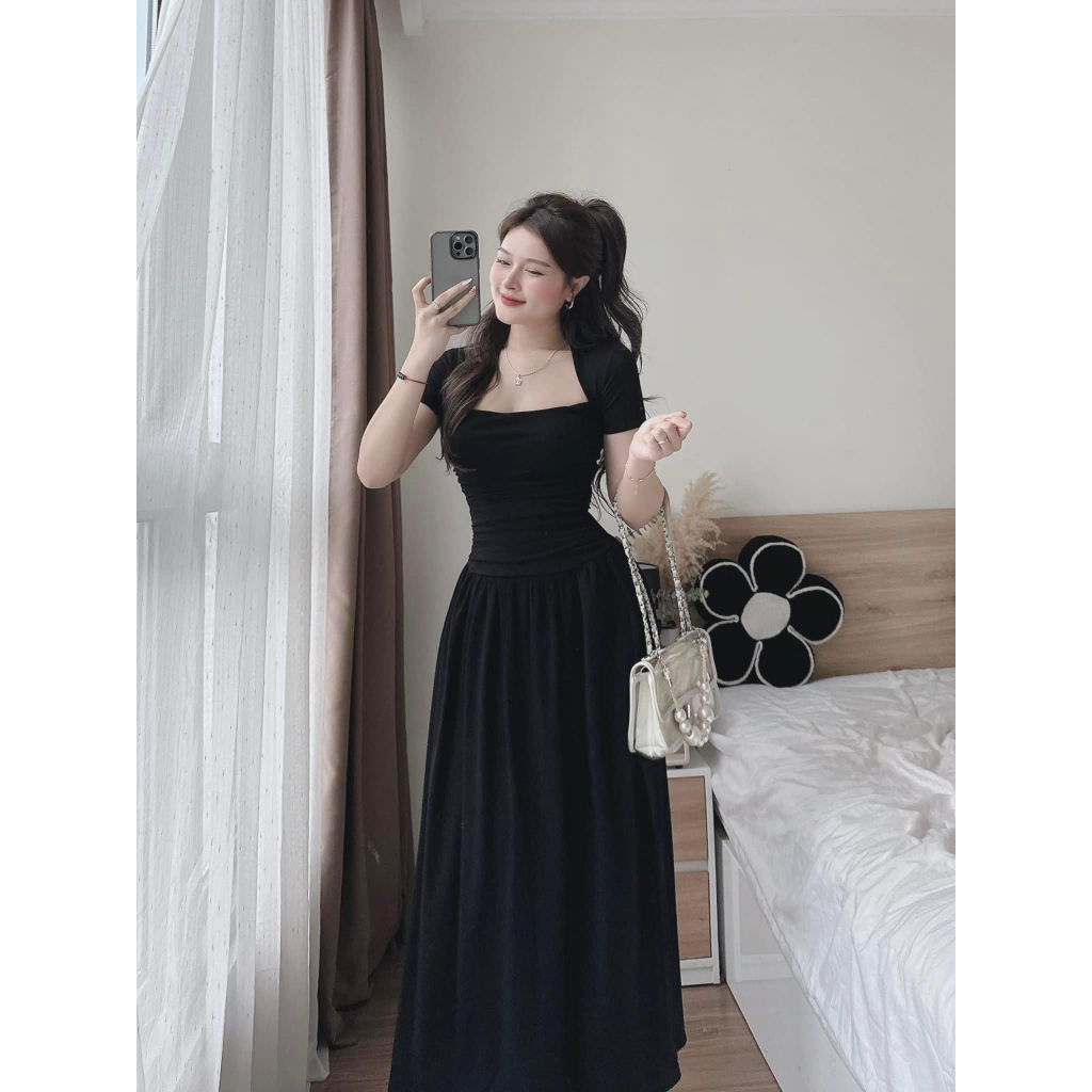 Váy nữ Donna HCOM25277,đầm nữ duôi cá cổ vuông siêu sang quyến rũ đi chơi dự tiệc