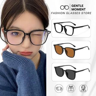Kính râm gọng vuông GENTLE MOMENT chống tia UV thời trang nam nữ phong cách đi chơi đi học GMX162