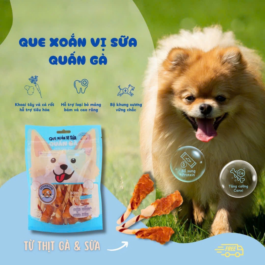Ức Gà Sấy Dinh Dưỡng Cho Chó DEXINBONE Nguyên Chất 100% Thịt Ức Gà - Túi 90gr