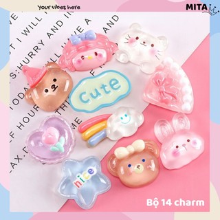 Set 14 Sticker, Charm 3D chủ đề Pizza DIY Mita gắn Dép Sục, Cá Sấu JB-14