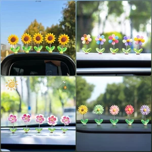 Set 5 bông hoa lò xo trang trí đỉnh màn hình, khung ảnh, gương xe, decor góc làm việc, taplo xe hơi,quà tặng
