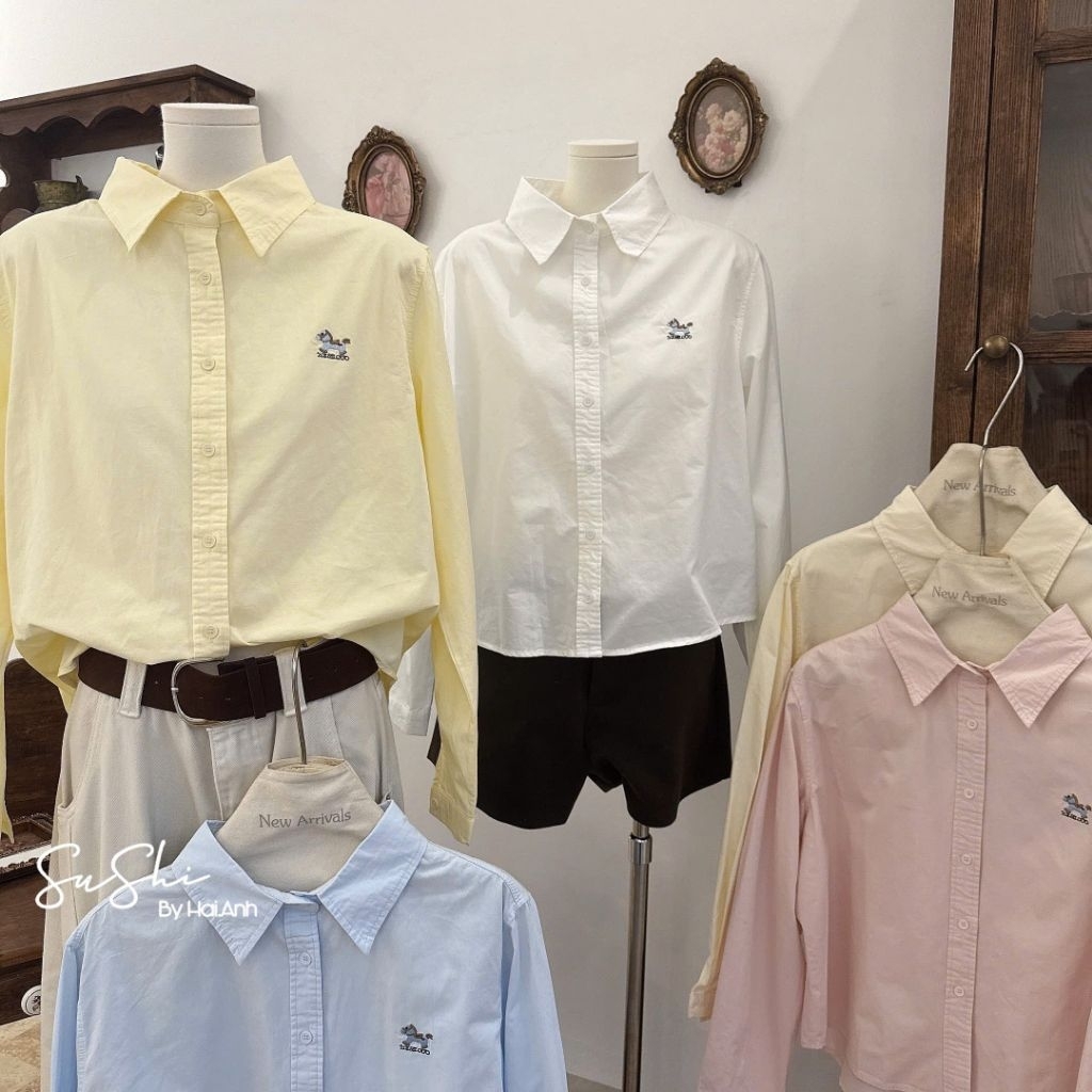 [𝑯𝒂 𝑨𝒏𝒉] Áo Sơ Mi Thêu Chó Tang Chữ QCL1(PN)