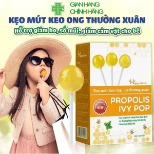 Kẹo mút keo ong lá thường xuân Propolis Ivy Pop cùng con khỏe mạnh mỗi ngày (Hộp 12 que)