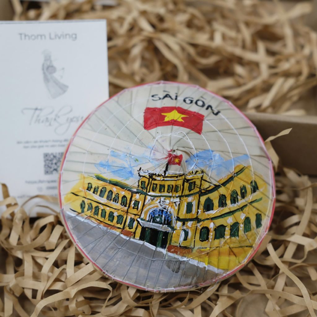 Charm nón lá vẽ địa danh làm móc khóa quà tặng lưu niệm nhỏ xinh độc đáo có kèm hộp quà tặng