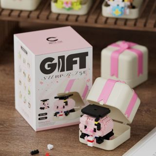 Mô hình lắp ghép thú cưng bò sữa, gấu trúc, ếch xanh mini phiên bản HỘP QUÀ xinh xắn đáng yêu HT Toys