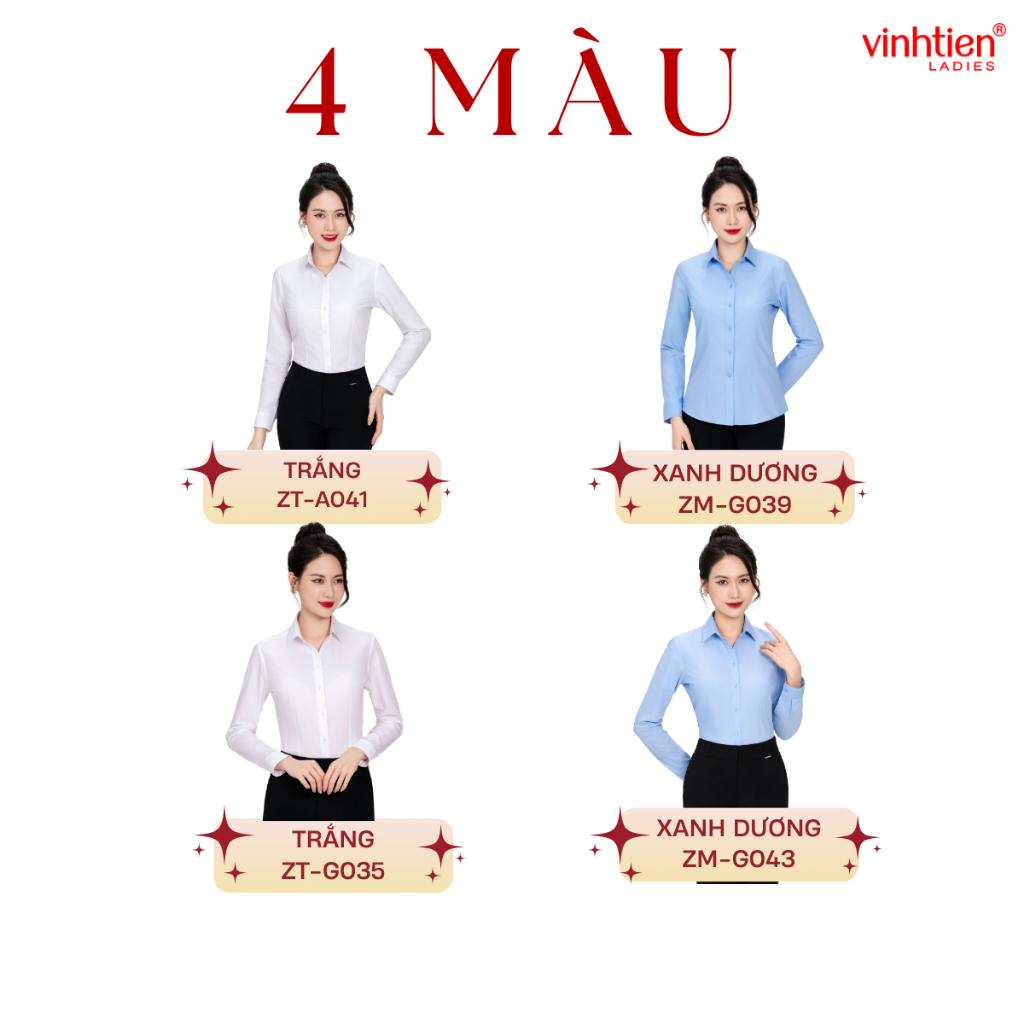 Áo Sơ Mi Dài Tay  Vĩnh Tiến Ladies, GTB 585 , Chất Liệu Modal + Spandex Chiết Ly Eo Tôn Dáng