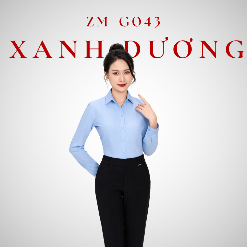 Áo Sơ Mi Dài Tay  Vĩnh Tiến Ladies, GTB 585 , Chất Liệu Modal + Spandex Chiết Ly Eo Tôn Dáng
