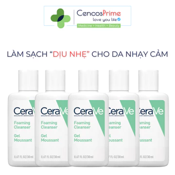 [Combo 5]Sữa rửa mặt Cerave Foaming Cleanser, làm sạch sâu cho da dầu mụn 30ml