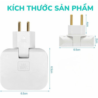 Ổ Cắm Chuyển Đổi 3 Trong 1 2500W – Combo 2 Cái – Phích Cắm Xoay 180° Tiện Lợi, Chịu Tải Cao, Đa Năng