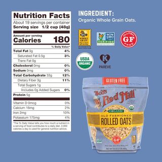 Yến mạch nguyên cám cán vừa Bob's Red Mill (Organic) Rolled Oat (gluten-free)