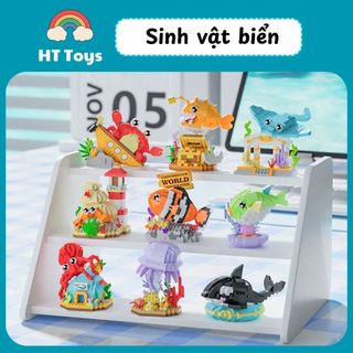 Mô hình lắp ghép sinh vật biển size lớn cao 10cm thích hợp trưng bày HT Toys