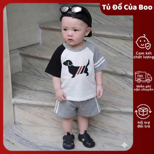 Bộ Áo Quần Trẻ Em Cotton Mềm Mát,Set Bé Trai Thể Thao Hình Cún Cho Bé 7-15kg,Đồ Bé Trai Mùa Hè A19
