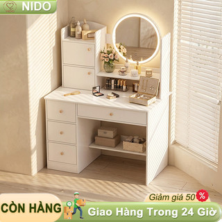 Nido Bàn Trang Điểm Hiện Đại Sang Trọng - Nhiều Ngăn Kéo Tiện Lợi, Tùy Chọn Gương LED (80cm)