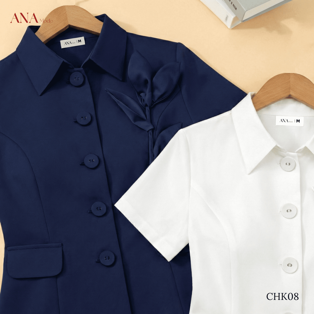 Áo Kiểu Đính Hoa Trung Niên ANA Mode Chất Liệu Cotton Lạnh Thanh Lịch Đi Chơi Quà Tặng Mẹ AK25CHK08