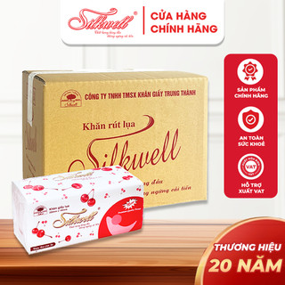 Combo Thùng 9 Giấy ăn SIlkwell Cherry đỏ 280 tờ 2 lớp, khăn giấy siêu dai mềm mịn Hàng chính hãng