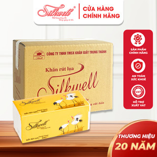 Giấy ăn Silkwell Sếu Thùng 9 gói 200 tờ 3 lớp chính hãng, giấy rút lụa siêu mềm mịn không tẩy trắng