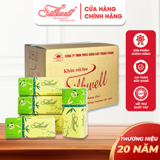 Khăn giấy ăn Silkwell gấu trúc Thùng 9 gói khổ Lớn 160 tờ 3 lớp than tre hàng chính hãng