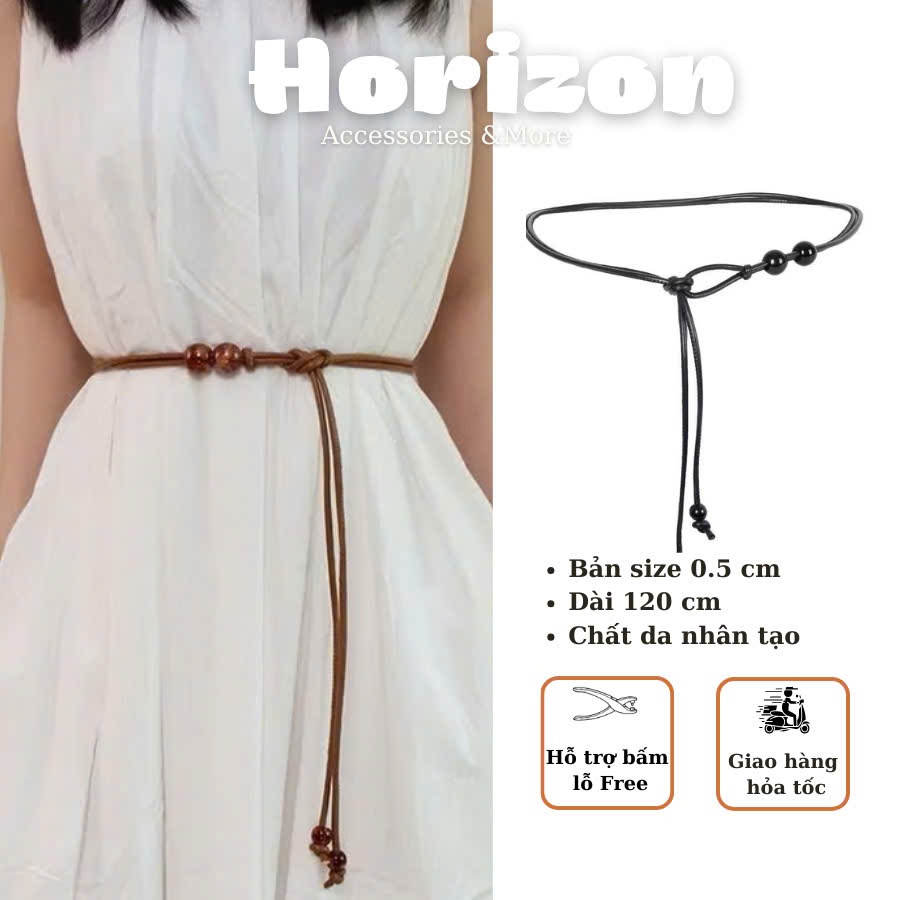 Đai váy da dây thắt lưng nam nữ Horizon gài Đai váy dây DV34 sang chảnh dây nịt blazer Banr NHỎ 0.5cm