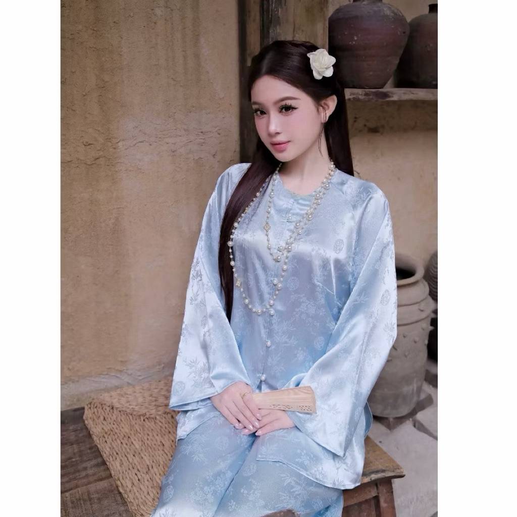 Bộ pháp phục gấm tiểu thư cố tròn hoạ tiết trúc chỉ nhẹ nhàng tinh tế | Đồ Lam An Nhiên