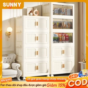 SUNNY Tủ Đựng Đồ 50/60/70cm Gấp Gọn Tủ Chứa Đồ Nhựa Tủ Quần Áo Đa Năng Có Bánh Xe Phòng Bếp Kệ Để Đồ