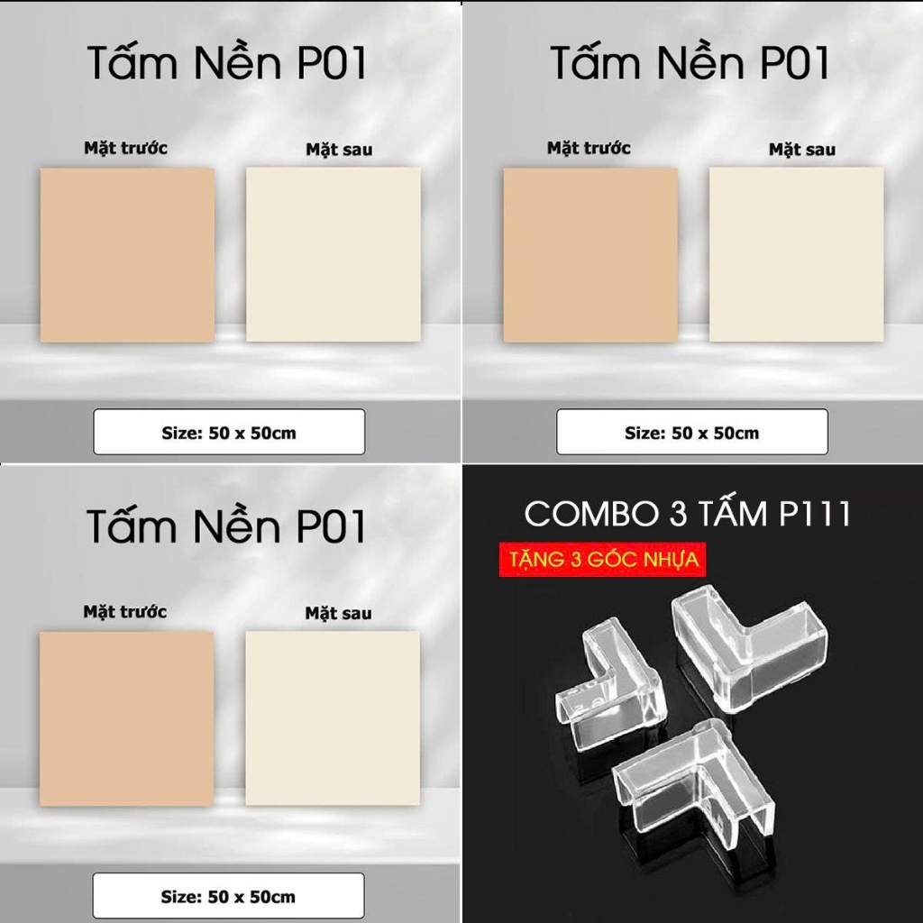 Tấm phông nền chụp ảnh sản phẩm, Hai mặt 2 màu - Kích thước 50x50cm - bền đẹp không ngấm nước, không nhăn (Tặng Kẹp góc) | BigBuy360 - bigbuy360.vn