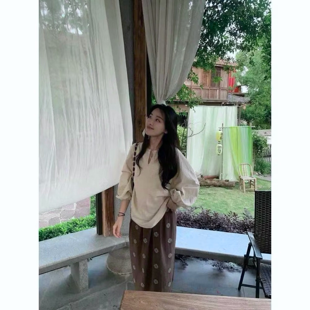 𝗔𝗻𝗱𝘆  - Áo Linen Bambo cổ tròn tay lỡ BEELY