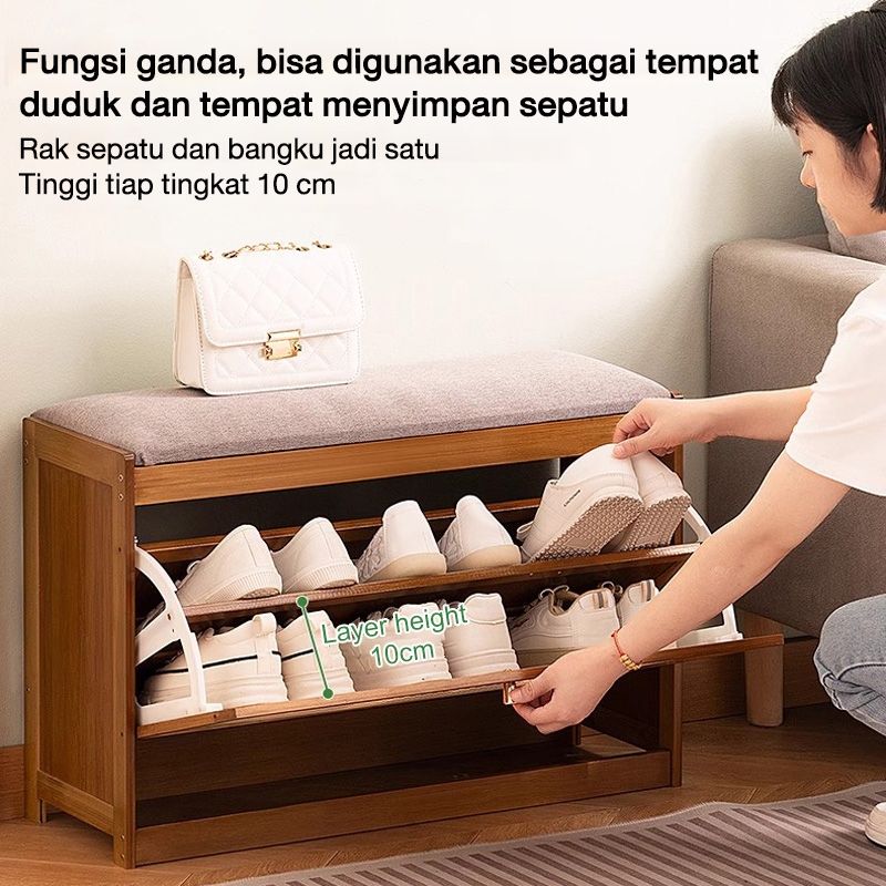Kệ Giàу Bàn Ghế Ngồi Xổ Giàу Gỗ 2 Tầng Có Đệm Kệ Để Giàу Dép Thông Minh Thiết Kế Tối Ưu Không Gian