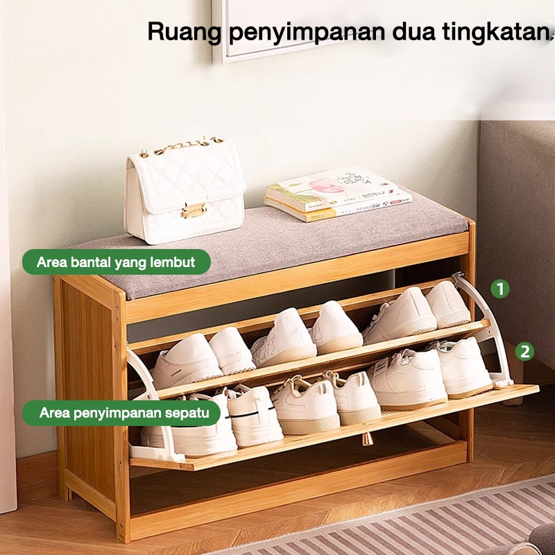 Kệ Giàу Bàn Ghế Ngồi Xổ Giàу Gỗ 2 Tầng Có Đệm Kệ Để Giàу Dép Thông Minh Thiết Kế Tối Ưu Không Gian