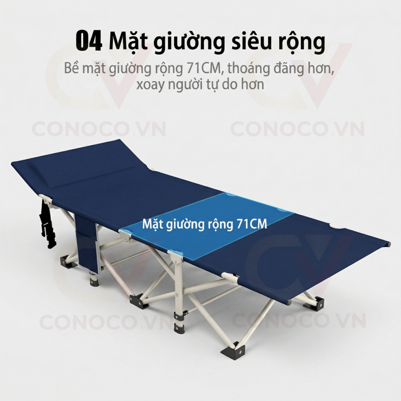 CONOCO Giường gấp xếp văn phòng 1m9/1m7 cao cấp vải Oxford thoáng khí có túi  chịu tải 150kg