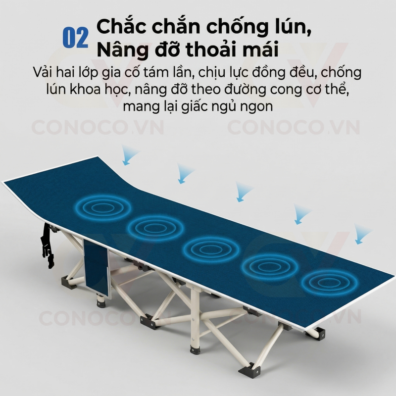 CONOCO Giường gấp xếp văn phòng 1m9/1m7 cao cấp vải Oxford thoáng khí có túi  chịu tải 150kg