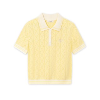 DELIZ - Áo len ngắn tay dệt kim chất len lông thỏ cổ polo mùa hè cho nữ công sở PL22