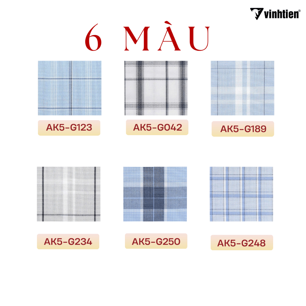 Áo Sơ Mi Nam Dài Tay Vĩnh Tiến 495 - Vải Kẻ Caro, Chất Liệu Bamboo, Form Vạt Bầu Regular