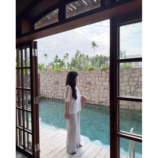 Quần đũi kẻ form rộng Ma Vie
