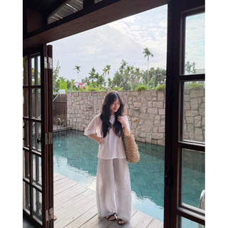 Quần đũi kẻ form rộng Ma Vie