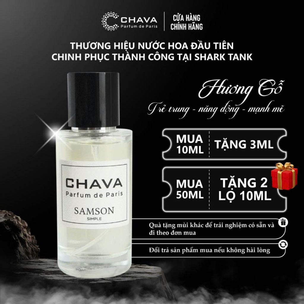 Nước Hoa Nam SIMPLE SAMSON CHAVA, Phong Cách Lăn+Xịt, Hương Gỗ Nồng Ấm, Sang Trọng & Nam Tính