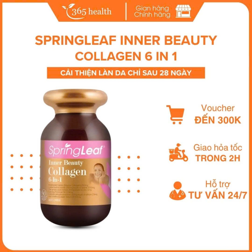 Viên uống đẹp da, chống lão hóa Collagen 6 in 1 Spring Leaf Inner Beauty hàng nhập khẩu từ Úc