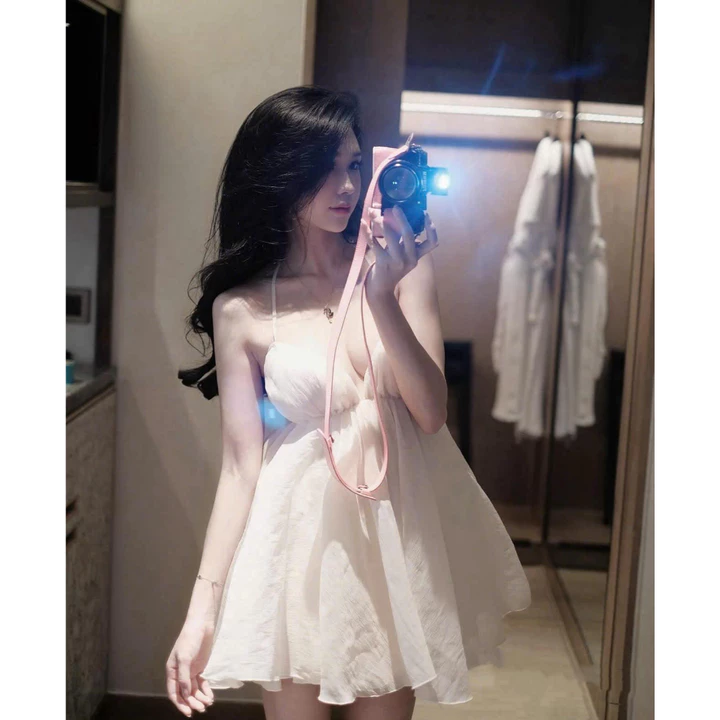 Váy trắng hai dây dáng xoè tiểu thư, váy baby doll xòe nhẹ chất voan mềm, váy nữ đi biển, du lịch đi tiệc sang chảnh