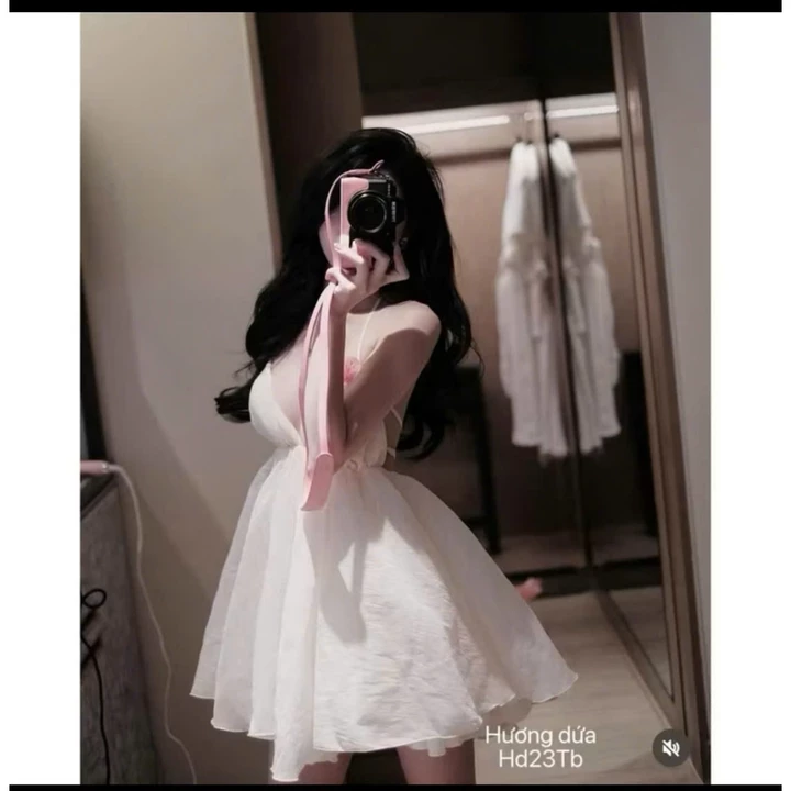 Váy trắng hai dây dáng xoè tiểu thư, váy baby doll xòe nhẹ chất voan mềm, váy nữ đi biển, du lịch đi tiệc sang chảnh