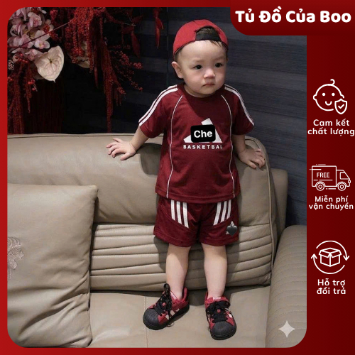 Set Bộ Thể Thao Basketbal Đỏ Đô,Bộ Quần Áo Bé Trai Cotton Thoáng Mát 7-15kg,Đồ Bé Trai Mùa Hè A11