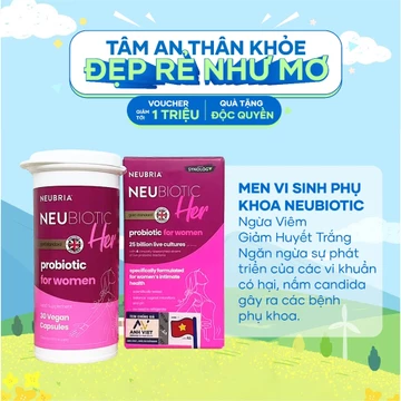 Men Vi Sinh Phụ Khoa Neubria Neubiotic Her - Bổ Sung Lợi Khuẩn, Ngừa Nấm, Tạp Khuẩn, Phòng Bệnh Phụ Khoa