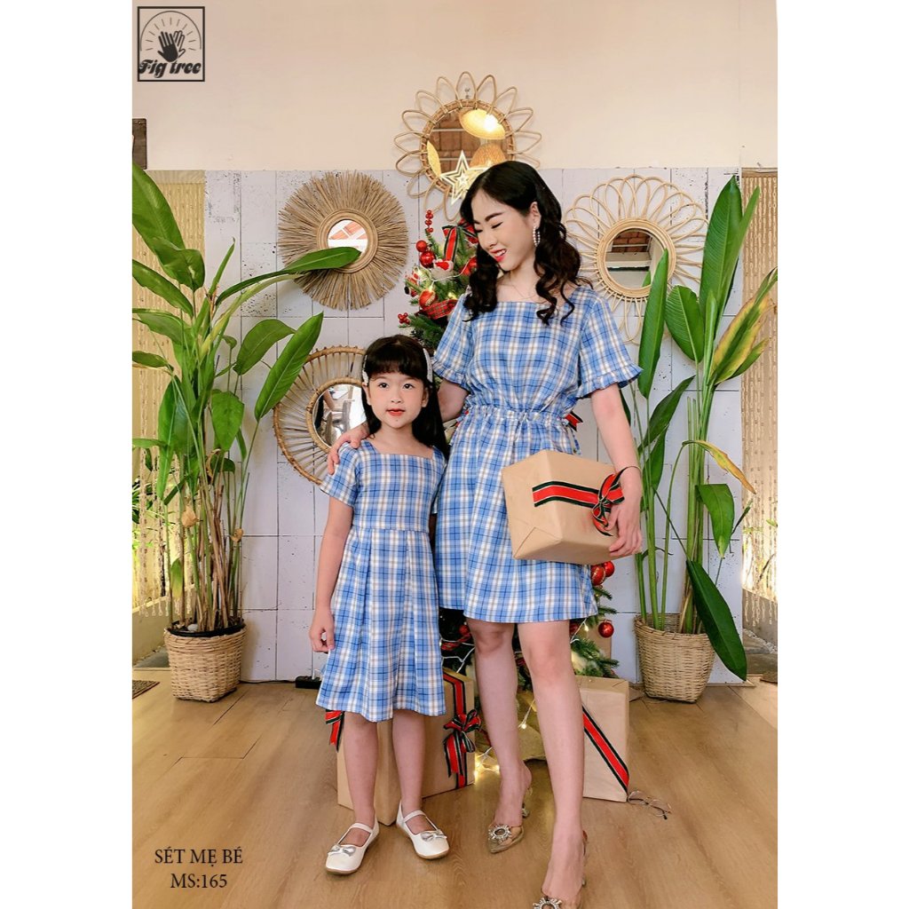 Váy Cho Bé Gái Fig Tree, Tone Sọc Xanh, Caro Xanh Váy Đi Chơi đi tiệc, Siêu Xinh (Hàng thiết kế)