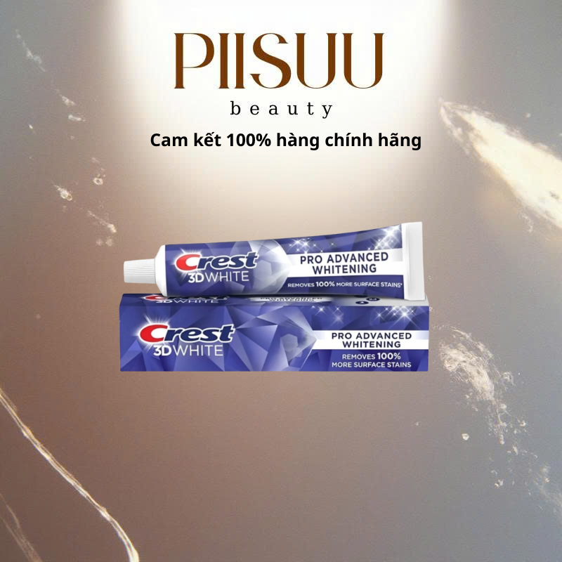 [HÀNG MỸ] Kem đánh răng Crest 3D White Pro Advanced Whitening Hỗ Trợ Dưỡng Trắng Răng, Sạch Răng 147g
