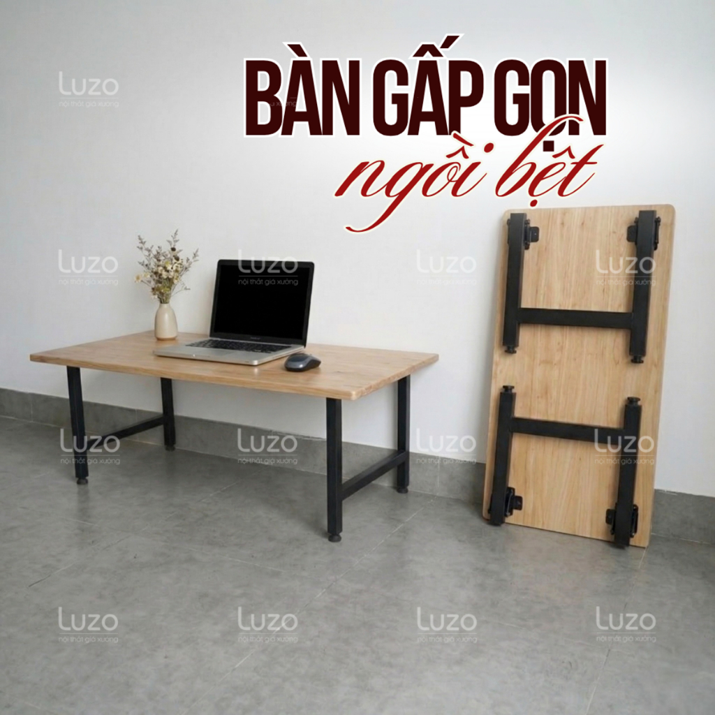 Bàn Học Bàn Làm Việc Ngồi Bệt Gấp Gọn Loại Tốt Gỗ Dày 17mm Size 80x40cm 100x50cm - Luzo Home