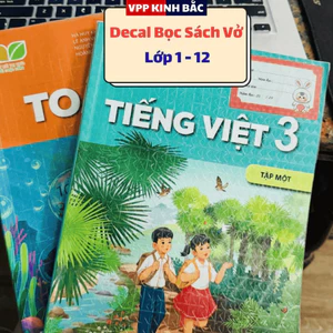 Combo 30 bọc Decal + 30 nhãn vở đầy đủ 3 kích thước cho học sinh từ lớp 1-12