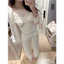 Set bộ ngủ lưới mềm phối ren ngực kèm áo choàng