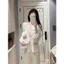 Set bộ ngủ lưới mềm phối ren ngực kèm áo choàng