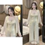 Set bộ ngủ lưới mềm phối ren ngực kèm áo choàng