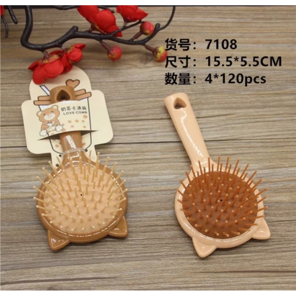 Lược Đệm Khí Gỡ Tóc Rối Mèo Nâu Tròn Siêu Cute